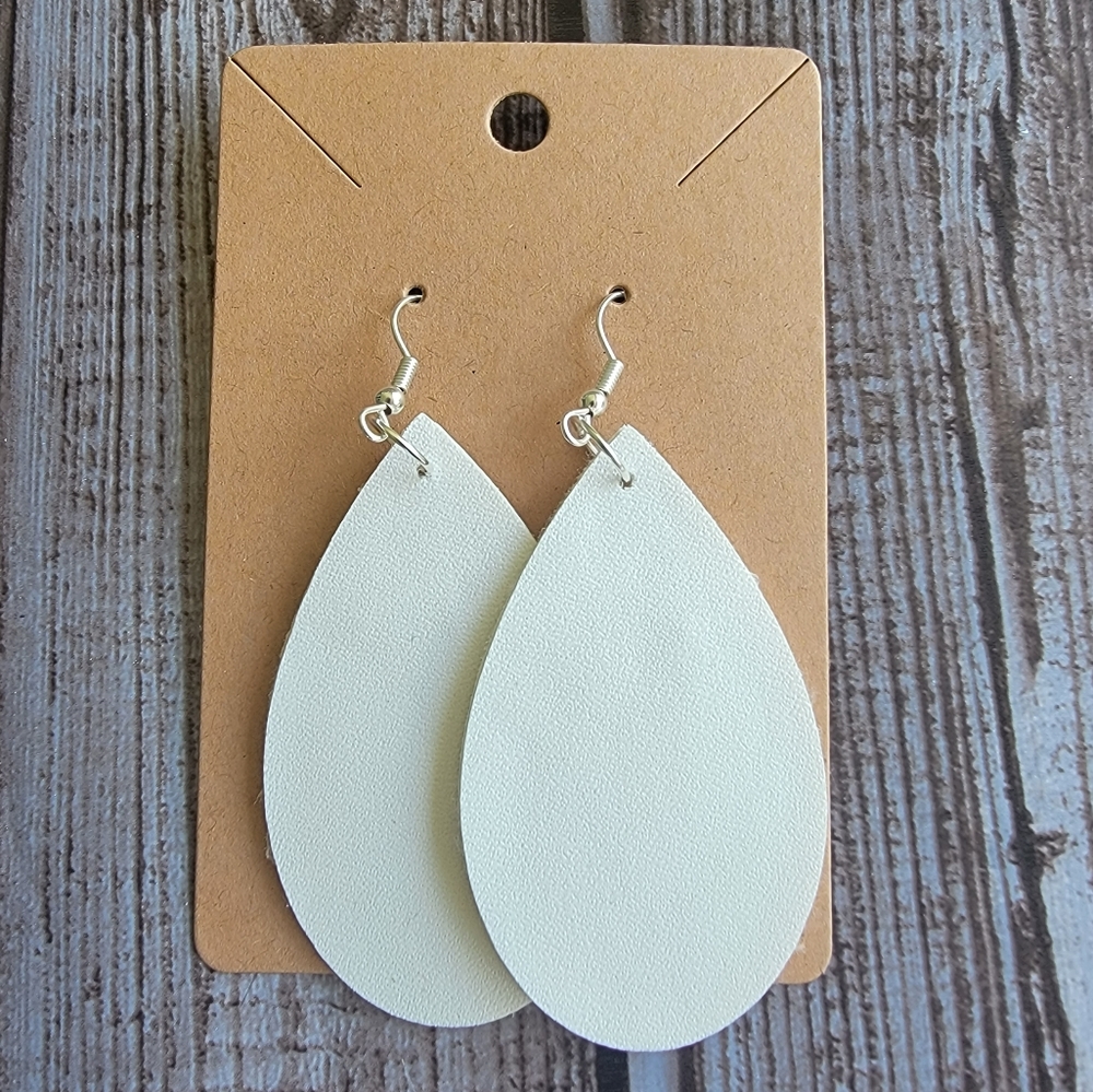 White Faux Leather Earrings